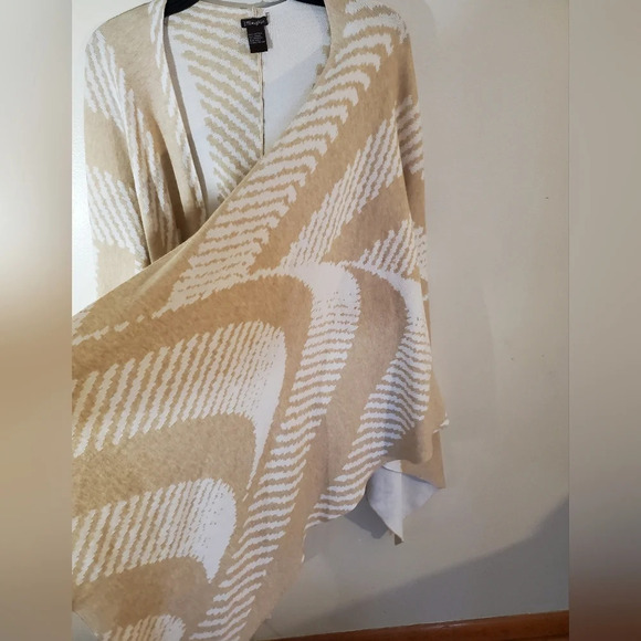 J.mclaughlin striped wrap poncho neutral beige - Picture 6 of 11